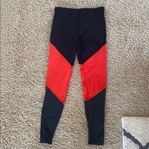 Navy & Red Ankle Length Yoga Pants